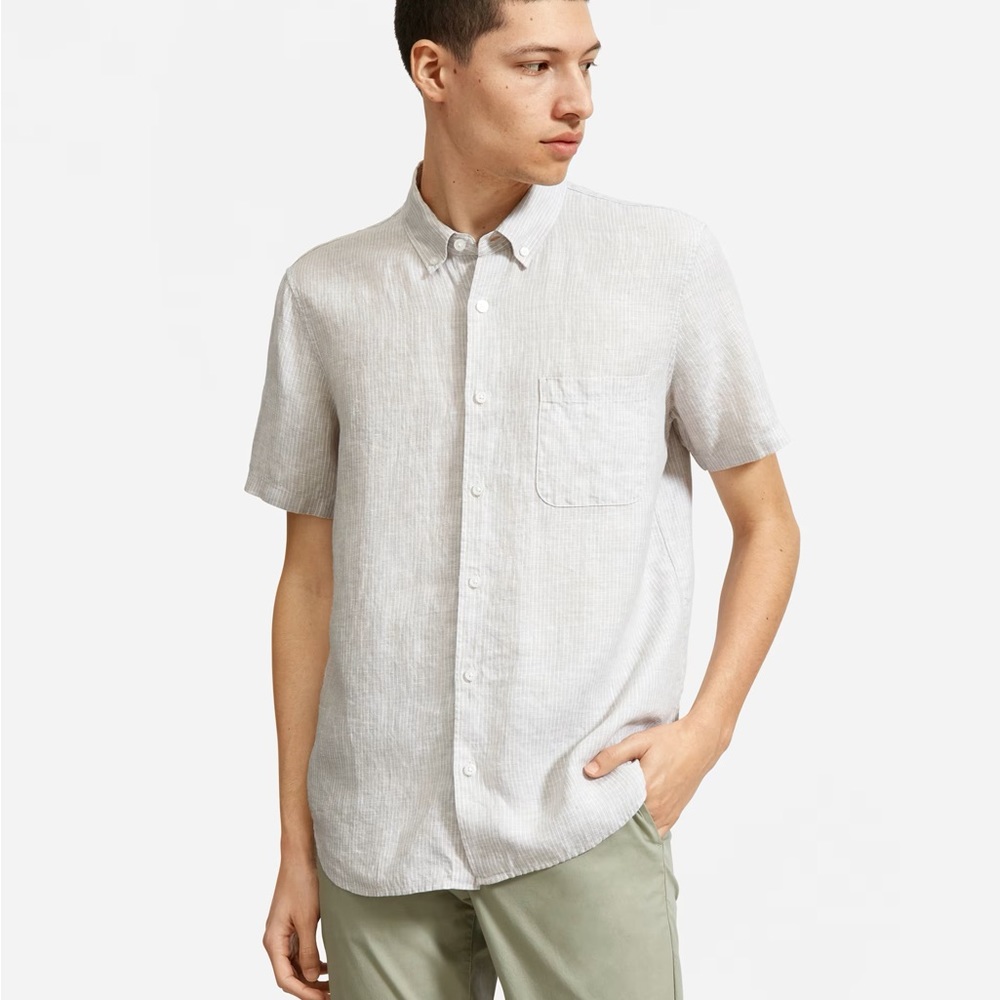 Everlane Linen Short-Sleeve Standard Fit Shirt (Large)